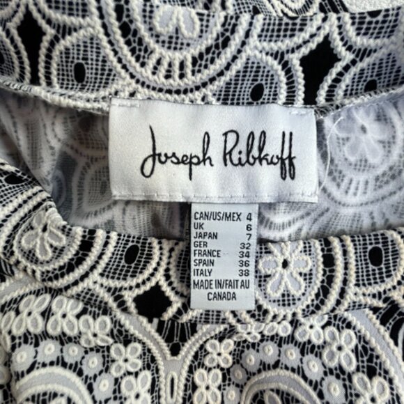 Joseph Ribkoff Womens Black & White Lace Floral Textured Top 3/4 Sleeve Size 4 - Picture 3 of 7